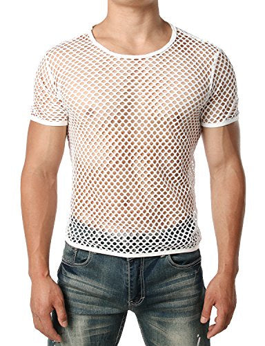 Short Sleeve Fishnet Top White